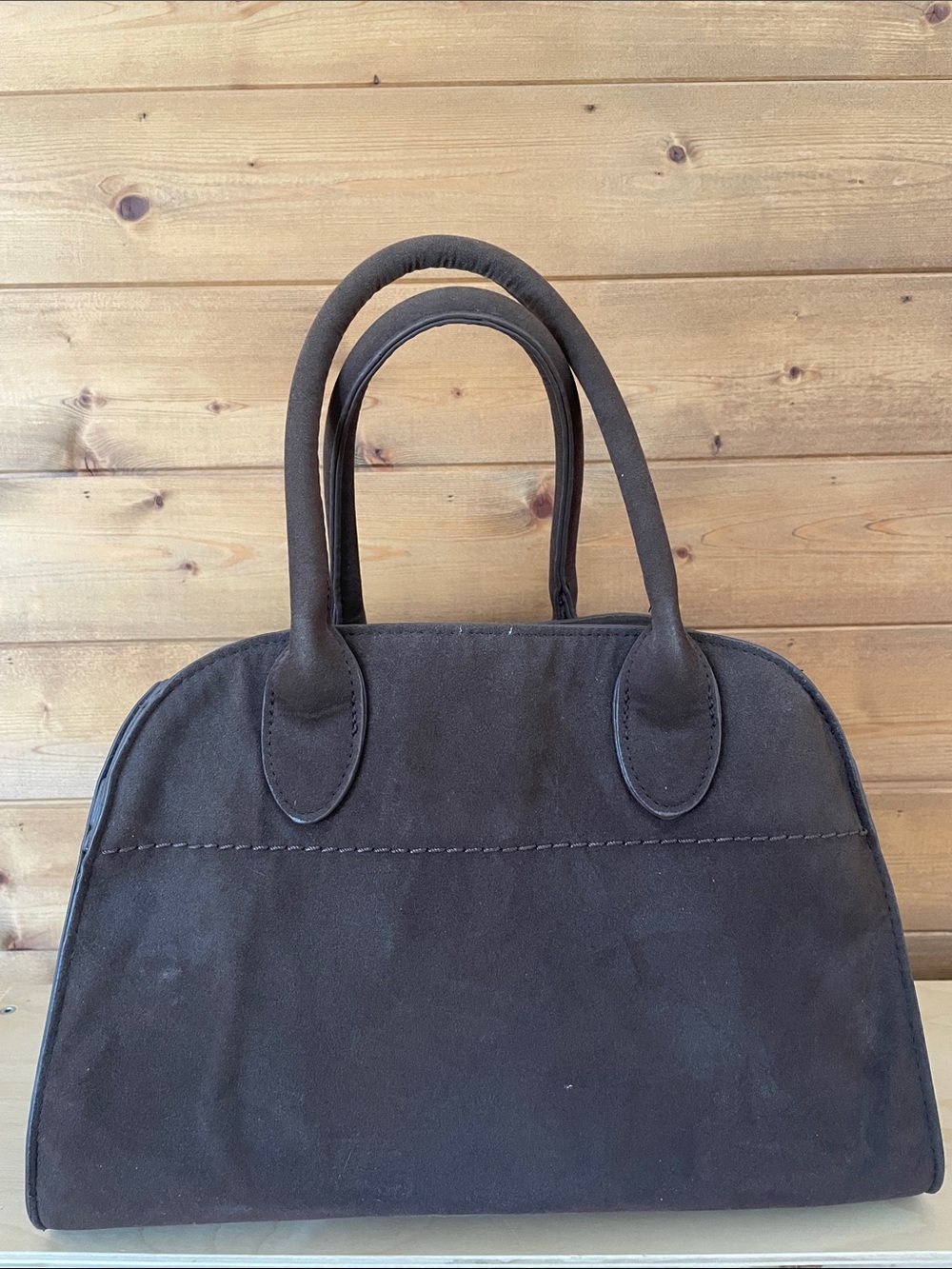Classic Brown Suede Top-Handle Women's Handbag